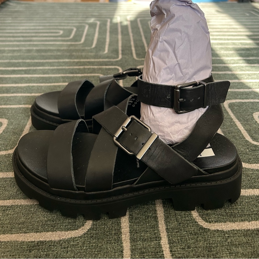 M&S chunky lug-sole leather platform sandals - new & never worn